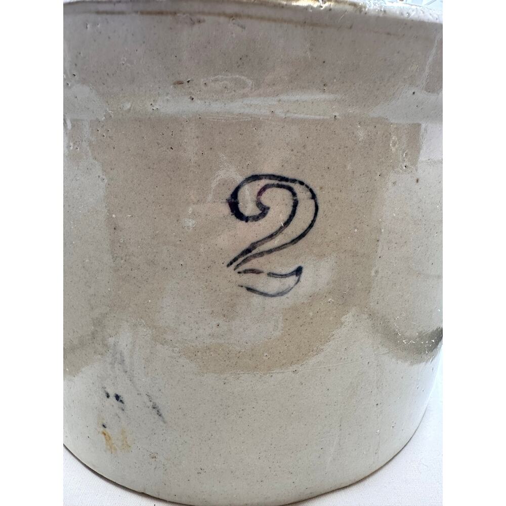 Antique Stoneware Kitchen Crock Two-Tone Brown and Beige Canister Planter - Picture 3 of 5